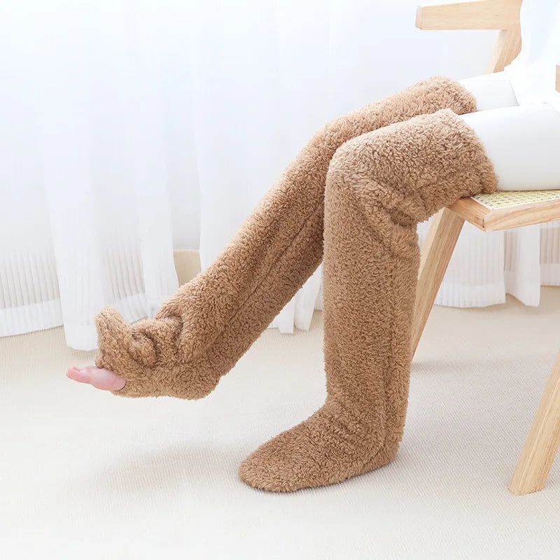 Autumn and Winter Children'S Plush Fashion Cute Boys and Girls Warm Knee Support Comfortable High Socks