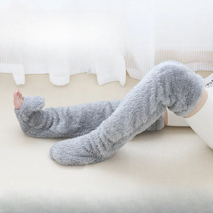 Autumn and Winter Children'S Plush Fashion Cute Boys and Girls Warm Knee Support Comfortable High Socks